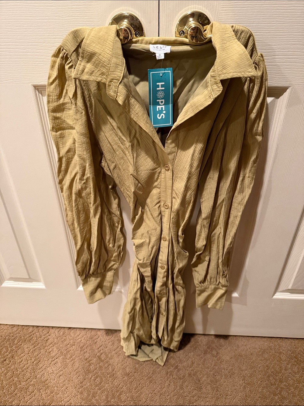 Le Lis Olive Button-Front Trench Dress